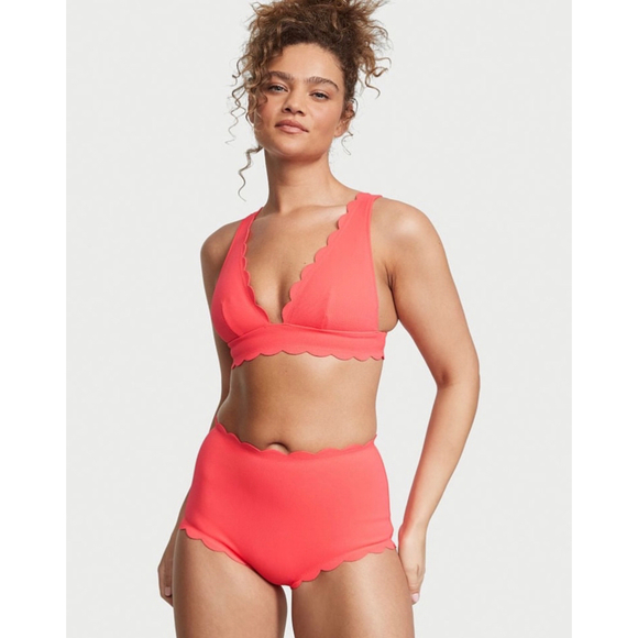Victoria’s Secret Other - Nwt Victoria’s Secret Scalloped Bikini Top - Coral Blaze - TOP ONLY